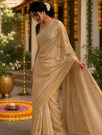 Violet Onam special georgette saree thumbnail 2