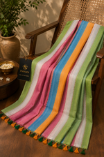 Candy Stripe Mul cotton saree thumbnail 4