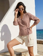 Dusty Mauve Linen Cotton Embroidered thumbnail 3