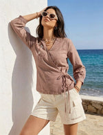 Dusty Mauve Linen Cotton Embroidered thumbnail 6