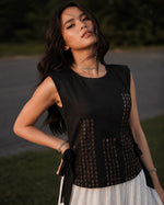Black Hot Fix Rhinestone Work Sleeveless Top thumbnail 5