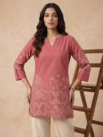 Dusty Rose Ethnic Motif Printed Straight Tunic Kurti thumbnail 7