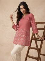 Dusty Rose Ethnic Motif Printed Straight Tunic Kurti thumbnail 5