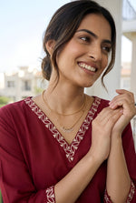Maroon Embroidered Roman Silk Fancy Top thumbnail 4