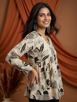 White-Black Cotton Fancy Flared Short Kurti & Tunic - thumbnail 7