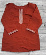 Rust Orange Embroidered Roman Silk Fancy Top thumbnail 4