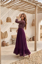 Wine Embroidered Georgette Anarkali Gown thumbnail 3