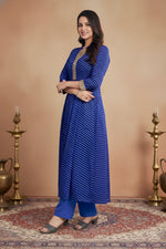 Blue Leheriya Printed Georgette Kurta thumbnail 5