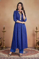 Blue Leheriya Printed Georgette Kurta thumbnail 1