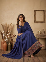 Royal Blue Angrakha Style Anarkali Kurta with Dupatta thumbnail 4