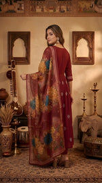 Maroon Woman Angrakha Style Anarkali Kurta set thumbnail 5