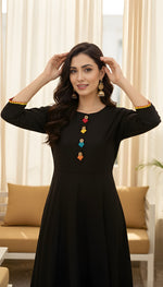Woman Black Rayon full Kurti thumbnail 7