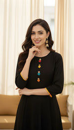 Woman Black Rayon full Kurti thumbnail 4