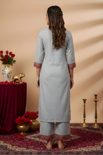 Woman Cotton Gray Kurti-Pant Set thumbnail 3