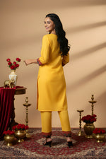 Woman Cotton Yellow Kurti-Pant Set thumbnail 7