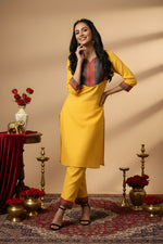 Woman Cotton Yellow Kurti-Pant Set thumbnail 2
