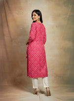 Rani Pink Printed Straight Kurti thumbnail 4