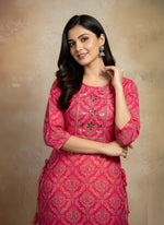 Rani Pink Printed Straight Kurti thumbnail 3