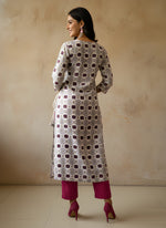 White Print & Hand Work Straight Kurti Top thumbnail 2