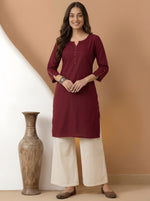 Casual Maroon Roman Silk Tunic Top thumbnail 7