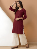 Casual Maroon Roman Silk Tunic Top thumbnail 6