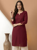Casual Maroon Roman Silk Tunic Top thumbnail 5