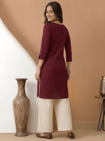 Casual Maroon Roman Silk Tunic Top thumbnail 3