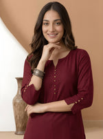 Casual Maroon Roman Silk Tunic Top thumbnail 2