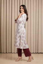 Maroon Cotton Printed Kurti Top thumbnail 6