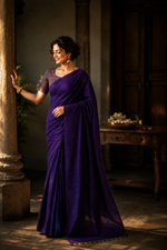 Royal Violet khadi cotton saree thumbnail 4