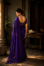 Royal Violet khadi cotton saree thumbnail 2