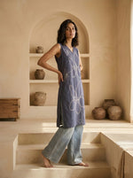 Royal blue Fancy Printed Short Kurti Top thumbnail 4