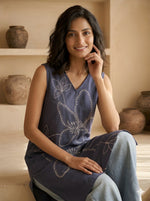 Royal blue Fancy Printed Short Kurti Top thumbnail 5