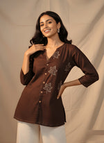 Brown Cotton Short Tunic thumbnail 4