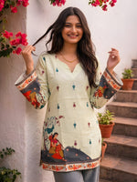 Cream Cotton Kalamkari  Top thumbnail 6