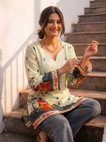 Cream Cotton Kalamkari  Top thumbnail 4
