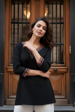 Black V-Neck Tunic Top thumbnail 4
