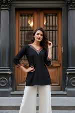 Black V-Neck Tunic Top thumbnail 1