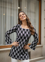 Black cotton Fancy straight Short kurti thumbnail 6