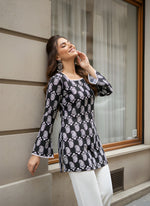 Black cotton Fancy straight Short kurti thumbnail 2