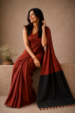 Amara Rustic Brick Khadi Cotton Saree thumbnail 3