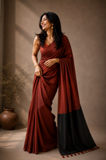 Amara Rustic Brick Khadi Cotton Saree thumbnail 4