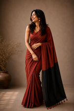 Amara Rustic Brick Khadi Cotton Saree thumbnail 2