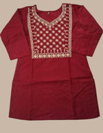 Maroon Embroidery Straight  kurthi Top thumbnail 6