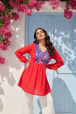 Red Georgette Fancy Tunic Top thumbnail 5