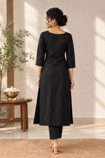 Black Chakra Embroidered Cotton Kurthi Co-ord Set thumbnail 5