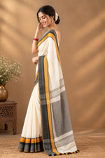 Paimara Ivory White Bengal Pure Cotton Saree thumbnail 4